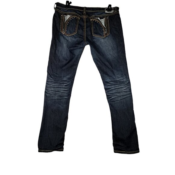 Y2K Request Express Womens Denim Bootcut Jeans 19/38 Denim Dark Wash (FLAW) - Picture 15 of 16